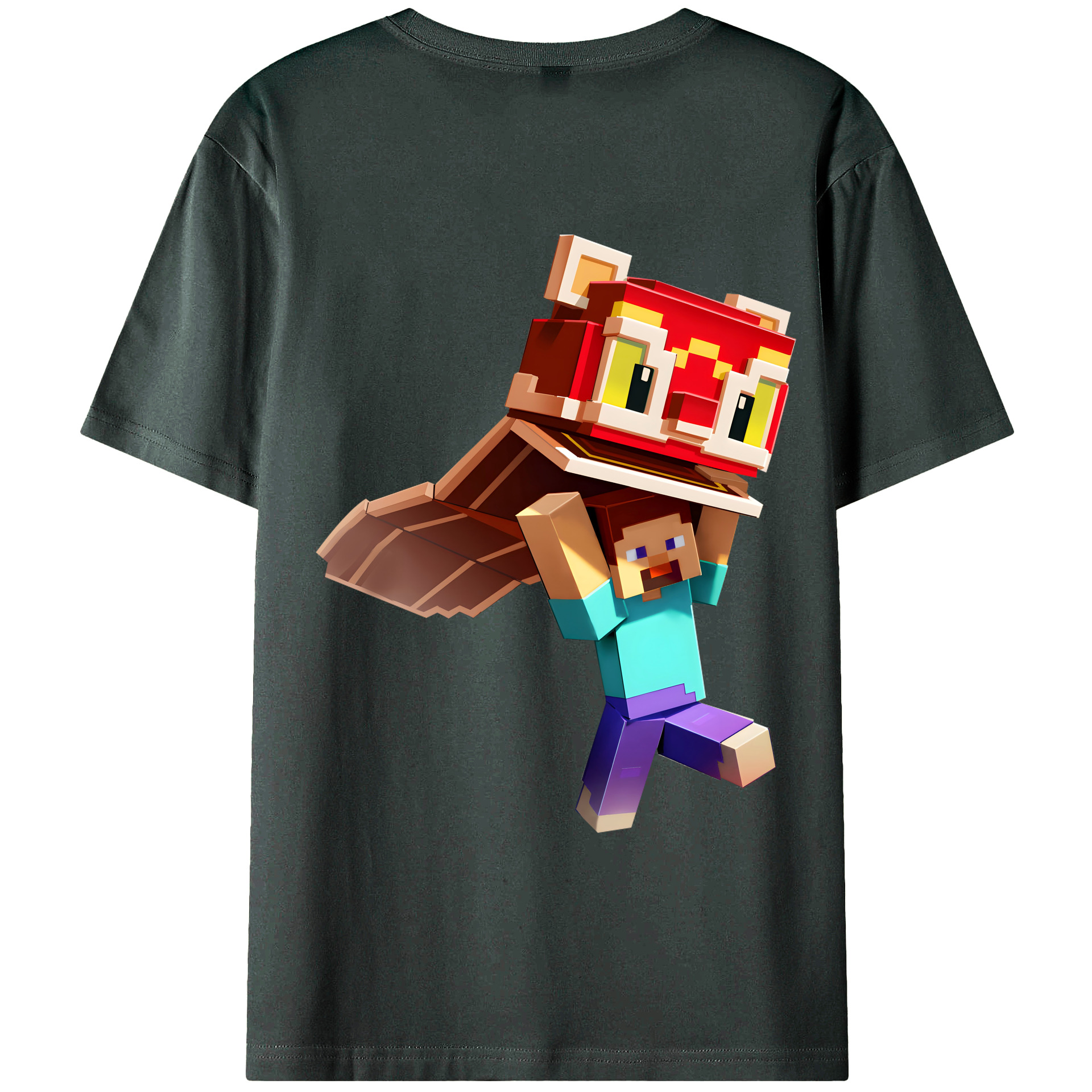 （画像用） マインクラフト ブロックの世界 Minecraft MC Block world 綿100％ メンズ半袖Tシャツ（バックプリント） 通気性